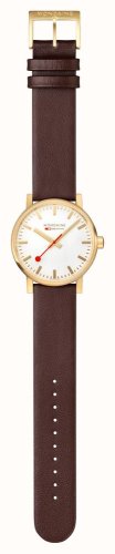 Mondaine - Evo2, Yellow Gold Plated - Faux Leather - Quartz Watch, Size 40mm MSE40112LGV