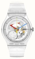 Swatch - Clearly New Gent, Plastic/Silicone Quartz Watch SO29K100-S06