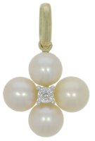 Guest and Philips - Pearl Set, Yellow Gold - White Gold - 9ct D 1pt 1st & 4st FWCP Cross Pendant, Size 5mm 09CIDG83767