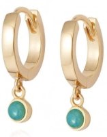 Daisy - AMAZONITE HEALING STONE, Yellow Gold Plated HUGGIE EARRINGS HE3003-GP