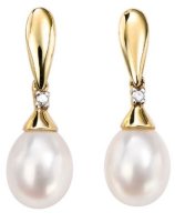 Gecko - Pearl Set, Yellow Gold - White Gold - 9ct Dia FWT Earrings GE780W