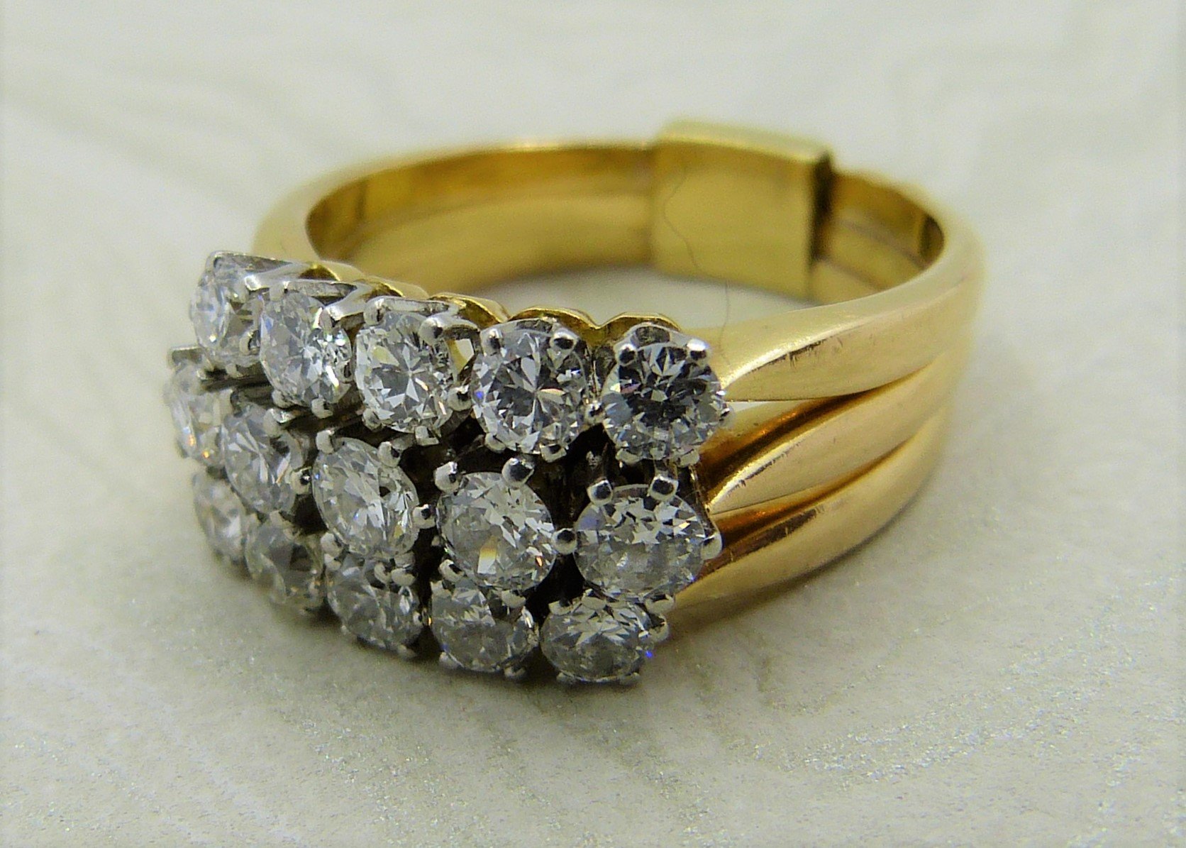 Antique Guest and Philips - 1.75ct Diamond Set, Yellow Gold - Three Row ...