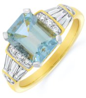 Guest and Philips - Aquamarine Set, Yellow Gold - White Gold - 18ct D50pt 14st Ring 18RIDG85336