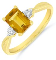 Guest and Philips - 9ct 0.10pts DIAMOND, Citrine Set, Yellow Gold - White Gold - RING 09RIDG85490