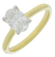 Guest and Philips - Lab Grown Diamond Set, Yellow Gold - White Gold - 9ct D 1ct 1st F VS1 Oval Ring, Size N 09RIDI96350 CERT213