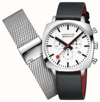 Mondaine - Grand Cushion Square, Stainless Steel - Leather - Quartz Watch, Size 41mm MSL41410LBVS