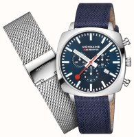 Mondaine - Grand Cushion Square, Stainless Steel - Fabric - Quartz Watch, Size 41mm MSL41440LDSE