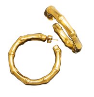 Giovanni Raspini - Bamboo Hoop, Yellow Gold Plated Earrings 07952