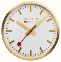 Mondaine - Wall , Yellow Gold Plated - Stainless Steel - Railway Clock, Size 25cm A990CLOCK17SBG