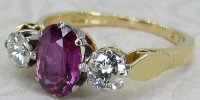 Antique Guest and Philips - Ruby Set, Yellow Gold - White Gold - Three Stone Ring R5510