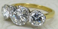 Antique Guest and Philips - Diamond Set, Yellow Gold - White Gold - Three Stone Ring R5538