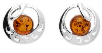 Guest and Philips - Amber Set, Sterling Silver - Bead Crescent Moon Stud H3750-B