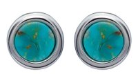 Unique - Turquoise Set, Rhodium Plated - Sterling Silver - Stud Earrings ME-854