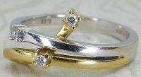 Antique Guest and Philips - Diamond Set, Yellow Gold - White Gold - Three Stone Ring R5490