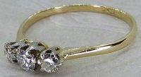 Antique Guest and Philips - Diamond Set, Yellow Gold - White Gold - Three Stone Ring R5620