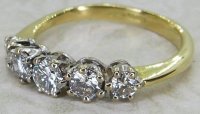 Antique Guest and Philips - Diamond Set, Yellow Gold - White Gold - Five Stone Ring R5578