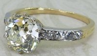 Antique Guest and Philips - Diamond Set, Yellow Gold - Platinum - Single Stone Ring R5486