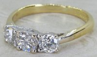 Antique Guest and Philips - Diamond Set, Yellow Gold - White Gold - Three Stone Ring R5628