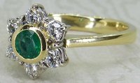 Antique Guest and Philips - Emerald Set, Yellow Gold - White Gold - Cluster Ring R5487