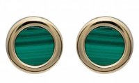 Unique - Malachite Set, Yellow Gold Plated - Sterling Silver - Stud Earrings ME-852