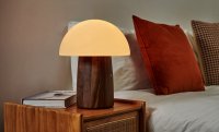 Gingko - Large Alice, Glass/Crystal - Wood - Mushroom Lamp, Size 12.59" G022WT1