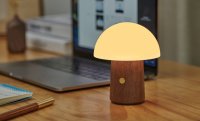 Gingko - Mini Alice, Glass/Crystal - Wood - Mushroom Lamp, Size 5.11" G022WT2