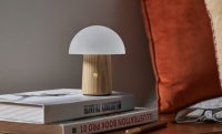 Gingko - Mini Alice, Glass/Crystal - Wood - Mushroom Lamp, Size 5.11" G022AH2