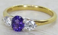 Antique Guest and Philips - Amethyst Set, Yellow Gold - White Gold - Three Stone Ring R5573