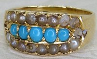 Antique Guest and Philips - Turquoise Set, Yellow Gold - Cluster Ring R5613