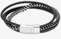 Unique - Leather - Stainless Steel - Bracelet, Size 21cm B509BL-21CM