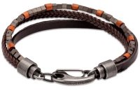 Unique - Haematite Set, Leather - Wood - Bracelet, Size 21cm B461DB-21CM