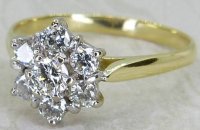 Antique Guest and Philips - Diamond Set, Yellow Gold - White Gold - Cluster Ring R5496