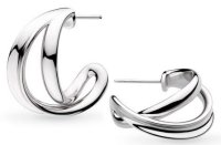 Kit Heath - Serenity , Rhodium Plated Grande Crossover Semi Hoop Earrings 61186RP