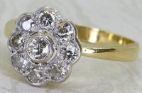 Antique Guest and Philips - Diamond Set, Yellow Gold - Platinum - Cluster Ring R5523