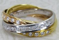 Antique Guest and Philips - Diamond Set, Yellow Gold - White Gold - Three Row Ring R5557