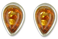 Guest and Philips - Amber Set, Sterling Silver - Teardrop Stud R6553-B