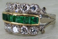 Antique Guest and Philips - Emerald Set, Yellow Gold - White Gold - Cluster Ring R5631