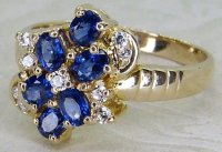 Antique Guest and Philips - Sapphire Set, Yellow Gold - Cluster Ring R5603