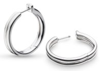 Kit Heath - Bevel Unity, Rhodium Plated - Sterling Silver - Hinged Hoop Earrings, Size 22mm 61175RP