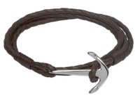 Unique - Leather - Stainless Steel - Anchor Closure Bracelet, Size 19cm B286DB-19CM