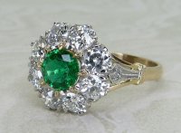 Antique Guest and Philips - Emerald Set, Yellow Gold - White Gold - Cluster Ring R5666