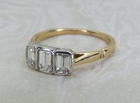 Antique Guest and Philips - Diamond Set, Yellow Gold - White Gold - Three Stone Ring R5355