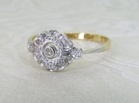 Antique Guest and Philips - Diamond Set, Yellow Gold - Platinum - Cluster Ring R5441