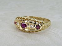 Antique Guest and Philips - Ruby Set, Yellow Gold - Five Stone Ring R5443