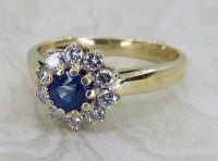Antique Guest and Philips - Sapphire Set, Yellow Gold - White Gold - Cluster Ring R5453