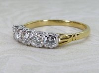 Antique Guest and Philips - Diamond Set, Yellow Gold - White Gold - Five Stone Ring R5677