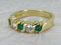 Antique Guest and Philips - Emerald Set, Yellow Gold - Five Stone Ring R5740