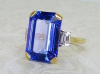 Antique Guest and Philips - Tanzanite Set, Yellow Gold - White Gold - Single Stone Ring R5341