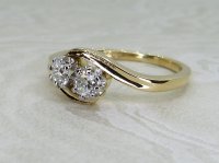 Antique Guest and Philips - Diamond Set, Yellow Gold - White Gold - Two Stone Ring R5345