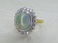 Antique Guest and Philips - Opal Set, Yellow Gold - White Gold - Cluster Ring R5348